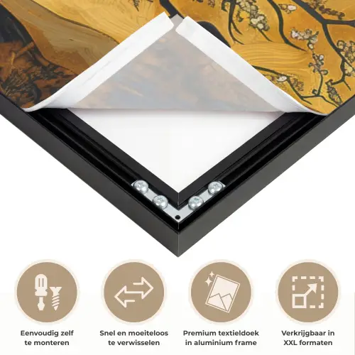 Boom - Levensboom - Abstract - Goud Textielframe zwart klein -USP_closeupNL