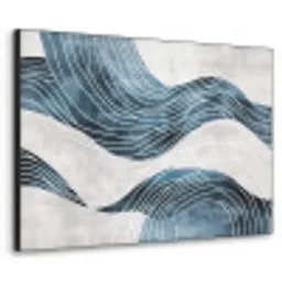 Lijnen - Golven - Abstract - Blauw Textielframe zwart klein -3d