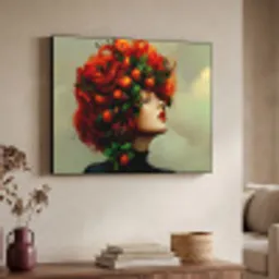 Vrouw - Appels - Rood - Bladeren Textielframe zwart klein -sfeer3