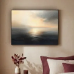 Zon - Horizon - Zee Textielframe zwart klein -sfeer1
