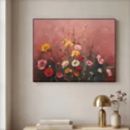Bloemenboeket - Fijne details - Roze Textielframe zwart klein -sfeer2