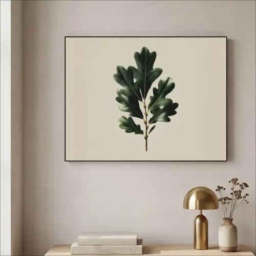 Eikenbladeren - Beige - Groen - Golvende randen Textielframe - compleet frame klein -sfeer2