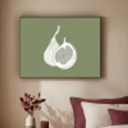 Vijgen - Minimalistisch - Getekend - Mosgroen Textielframe zwart klein -sfeer1