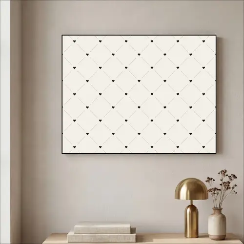 Streep - Hart - Wit - Zwart Textielframe zwart klein 947 -sfeer2