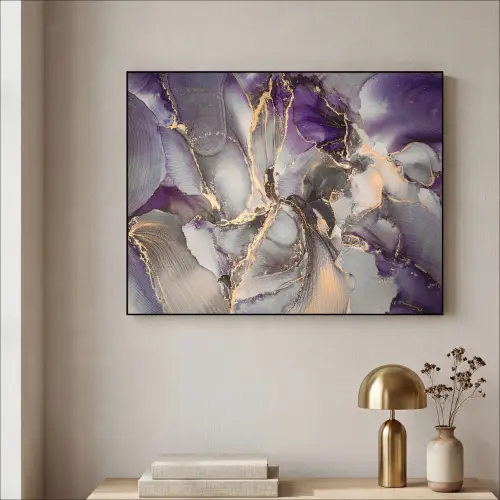 Goud - Paars - Marmer Textielframe - compleet frame klein -sfeer2