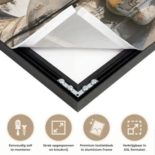 Boeddha - Houtlook - Modern - Industrieel Textielframe zwart klein -USP_feed_closeupNL