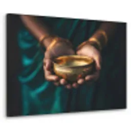 Goud - Kom - Blauw Textielframe - compleet frame klein -3d