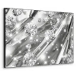 Abstract - Diamant - Luxe - Modern - Zilver Textielframe zwart klein -3d