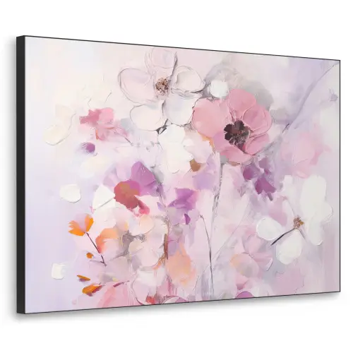 Bloemen - Lila - Watercolor - Kunst Textielframe - compleet frame klein -3d