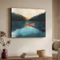 Bossen - Meer - Kano - Oranje Textielframe zwart klein -sfeer3