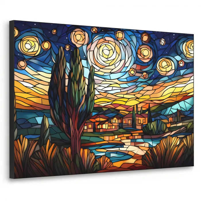 Hemel - Sterren - Mozaïek - Huizen Textielframe - compleet frame klein -3d