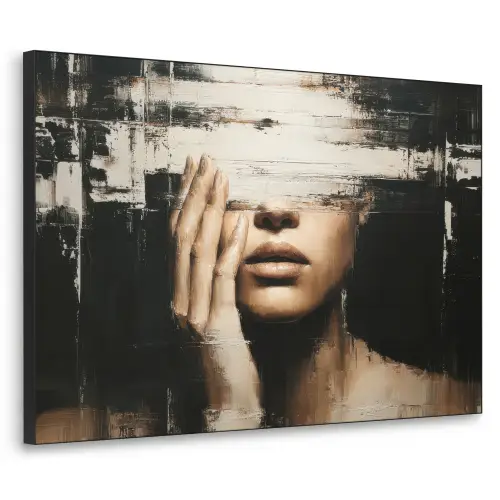 Hand - Gezicht - Strepen - Abstract Textielframe zwart klein -3d
