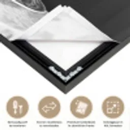 Paard - Bord - Pasta - Tafelkleed - Zwart Wit - Dieren Textielframe zwart klein -USP_closeupNL