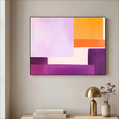 Vlakken - Abstract - Rechthoekig - Oranje Textielframe zwart klein -sfeer2