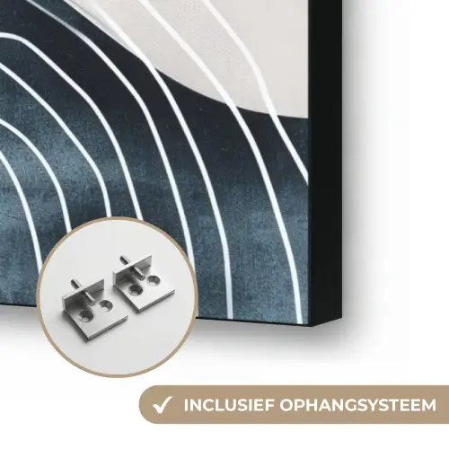 Lijnen - Golven - Abstract - Blauw Textielframe zwart klein -USP_ophangsysteemNL