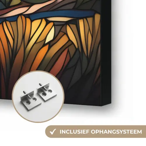 Hemel - Sterren - Mozaïek - Huizen Textielframe zwart klein -USP_ophangsysteemNL