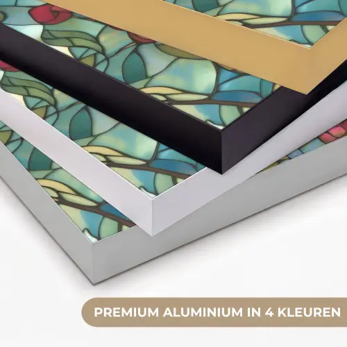 Vogel - Tak - Rozen - Mozaïek Textielframe zwart klein -USP_kleurenNL