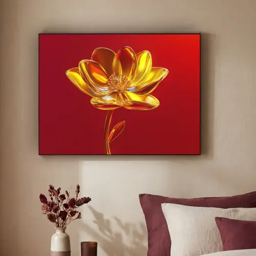 Bloem - Goud - Glazen Textielframe - compleet frame klein -sfeer1