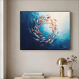 Zee - Vissen - Kleurrijk - Dynamisch Textielframe - compleet frame klein -sfeer2