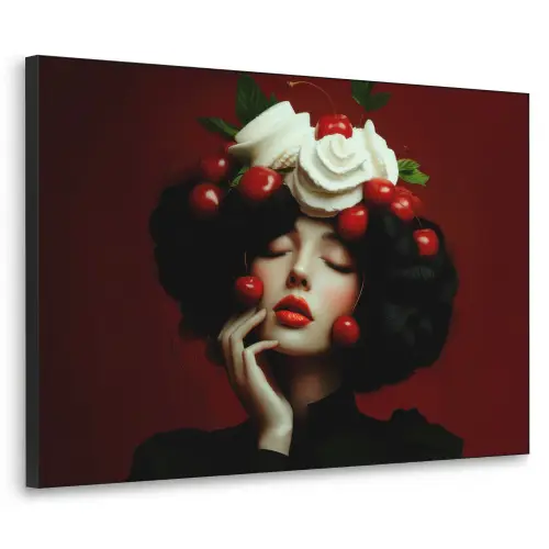 Vrouw - Kersen - Slagroom Textielframe - compleet frame klein -3d