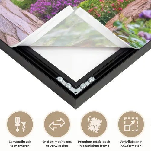 Doorkijk - Toscane - Landschap - Poort Textielframe zwart klein -USP_closeupNL