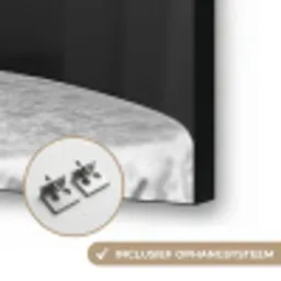 Paard - Bord - Pasta - Tafelkleed - Zwart Wit - Dieren Textielframe zwart klein -USP_ophangsysteemNL