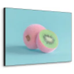 Kiwi - Blauw - Surrealistisch Textielframe zwart klein -3d