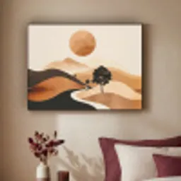 Zon - Heuvels - Boom - Abstract Textielframe - compleet frame klein -sfeer1