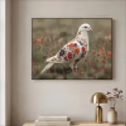 Duif - Bloemen - Natuur Textielframe zwart klein -sfeer2