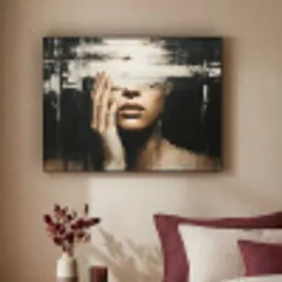 Hand - Gezicht - Strepen - Abstract Textielframe - compleet frame klein -sfeer1