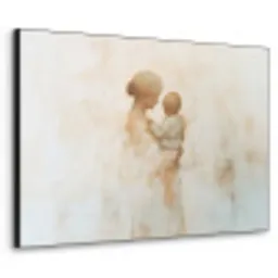 Kind - Moeder - Waterverfschilderij Textielframe zwart klein -3d