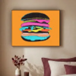 Hamburger - Kleurrijk - Speels Textielframe zwart klein -sfeer1