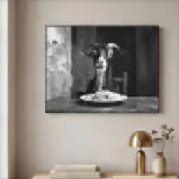 Geit - Bord - Spaghetti - Zwart Wit Textielframe zwart klein -sfeer2