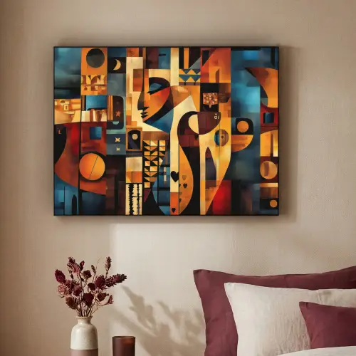 Figuren - Abstract - Symbolen Textielframe zwart klein -sfeer1