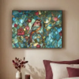 Vogel - Tak - Rozen - Mozaïek Textielframe - compleet frame klein -sfeer1