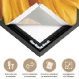 Geel - Zonnebloem - Zomers Textielframe zwart klein -USP_closeupNL