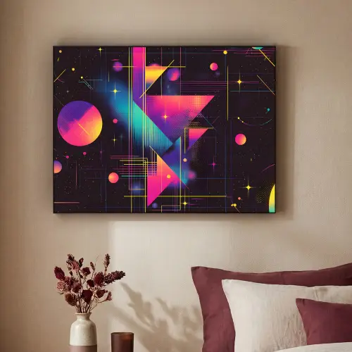 Driehoeken - Cirkels - Abstract - Sterren Textielframe zwart klein -sfeer1