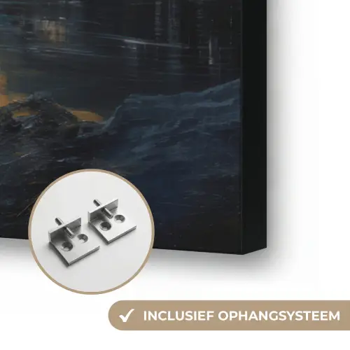 Berglandschap met Gouden Zonsondergang Textielframe zwart klein -USP_ophangsysteemNL
