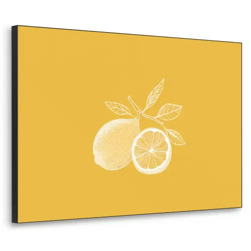 Citroenen - Illustratie - Minimalistisch - Geel Textielframe zwart klein -3d