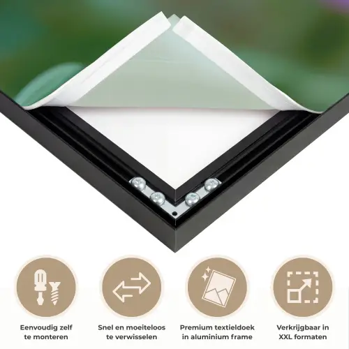 Aster - Paars - Bloem - Blaadjes Textielframe zwart klein -USP_closeupNL