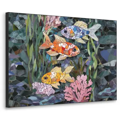 Vissen - Koraal - Zee - Mozaïek Textielframe - compleet frame klein -3d