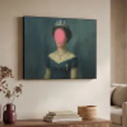 Kroon - Roze druipend verf - Portret Textielframe zwart klein -sfeer3