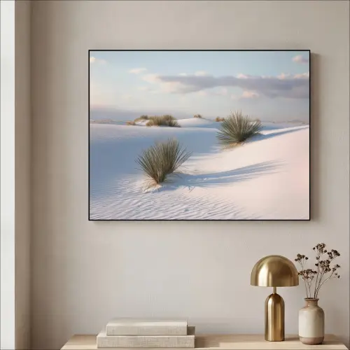 Duinen - Gras - Wolken - Beige Textielframe zwart klein -sfeer2