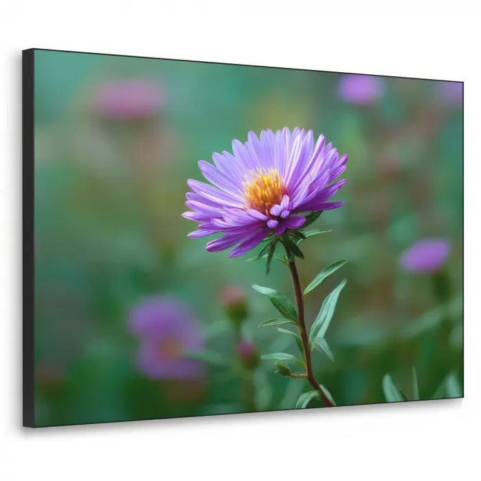 Aster - Paars - Bloem - Blaadjes Textielframe - compleet frame klein -3d