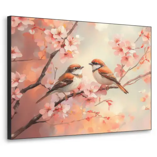 Vogels - Romantic - Bloesemtak Textielframe zwart klein -3d