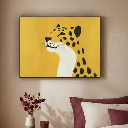 Cheetah - Illustratie - Geel Textielframe - compleet frame klein -sfeer1