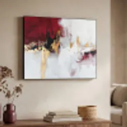 Rood - Marmer - Abstract - Goud - Modern Textielframe zwart klein -sfeer3