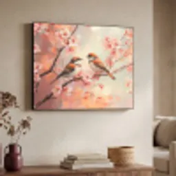 Vogels - Romantic - Bloesemtak Textielframe zwart klein -sfeer3