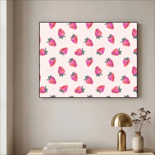 Aardbeien - Rood - Roze - Patroon Textielframe zwart klein 947 -sfeer2