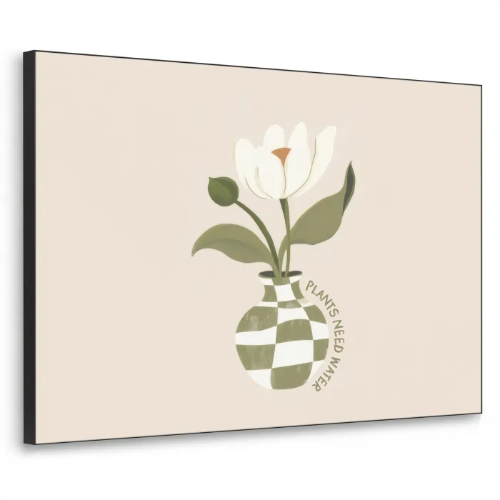 Bloem - Wit - Vaas - Quote Textielframe - compleet frame klein -3d